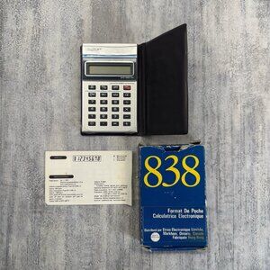 Vintage Calculator SERAR FL-838 LCD Calculator Eallipat w/ Box Case Instructions